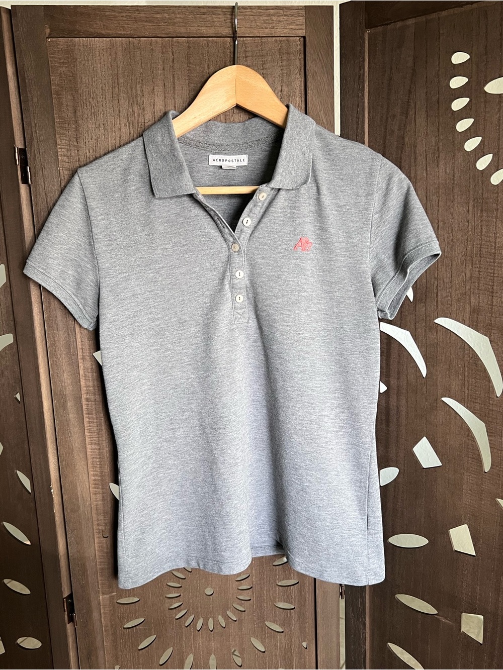 Aeropostale Light Gray Polo with Pink Logo